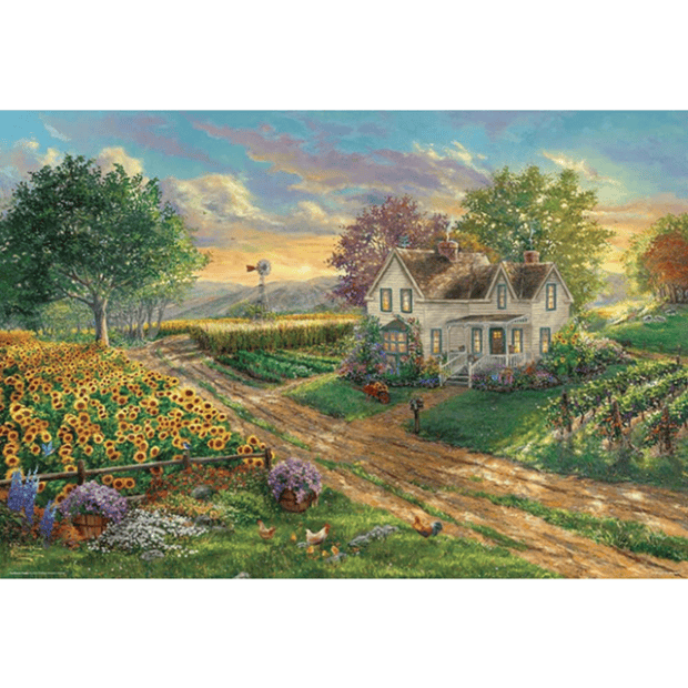 Thomas Kinkade-2-向日葵綻放的鄉村路.PNG