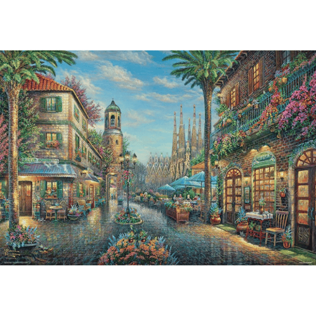 Thomas Kinkade-3-巴塞隆納的花街咖啡廳.PNG