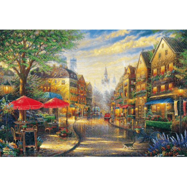 Thomas Kinkade-5-從樹葉間隙灑下陽光的咖啡廳.PNG
