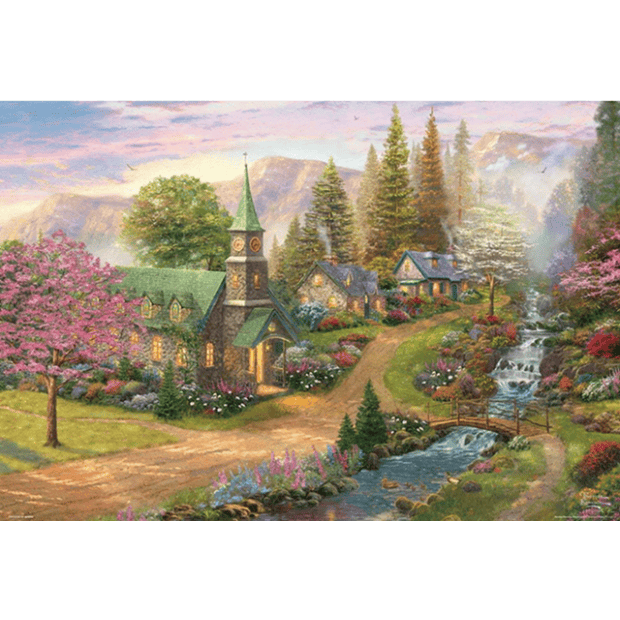 Thomas Kinkade-8-河邊的禮拜堂.PNG