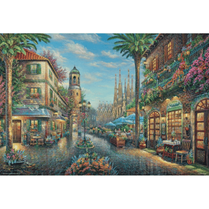 Thomas Kinkade-3-巴塞隆納的花街咖啡廳.PNG