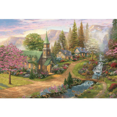 Thomas Kinkade-8-河邊的禮拜堂.PNG